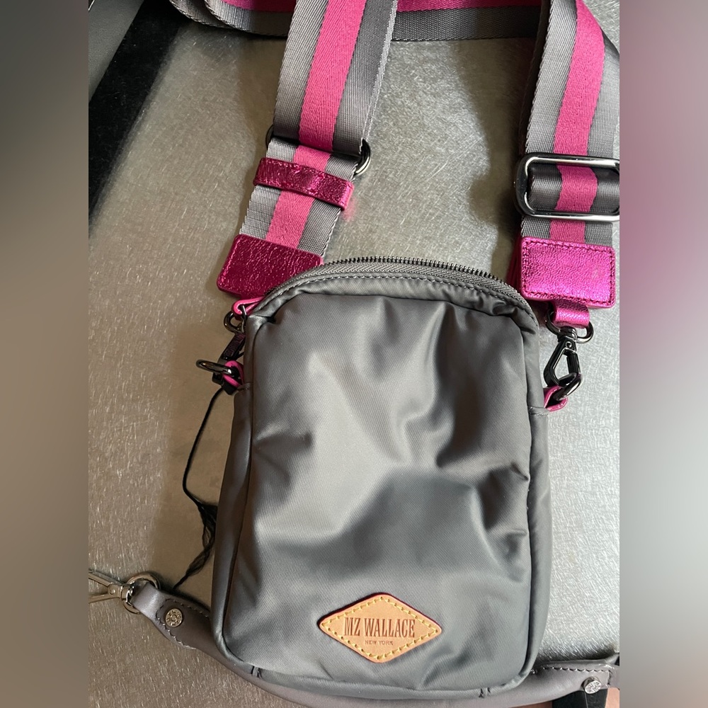MZW Bowery Crossbody Mini in Ash! Grey & Pink, adjustable removable strap,NWOT. - Picture 4 of 14